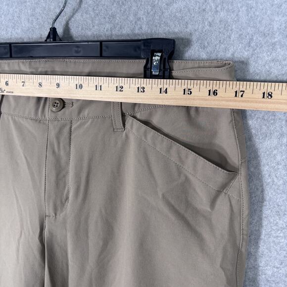 Eddie Bauer Pants Womens 12 Tan Ruched Leg Capri Stretch Thin GORP Hiking Trail - Picture 5 of 13